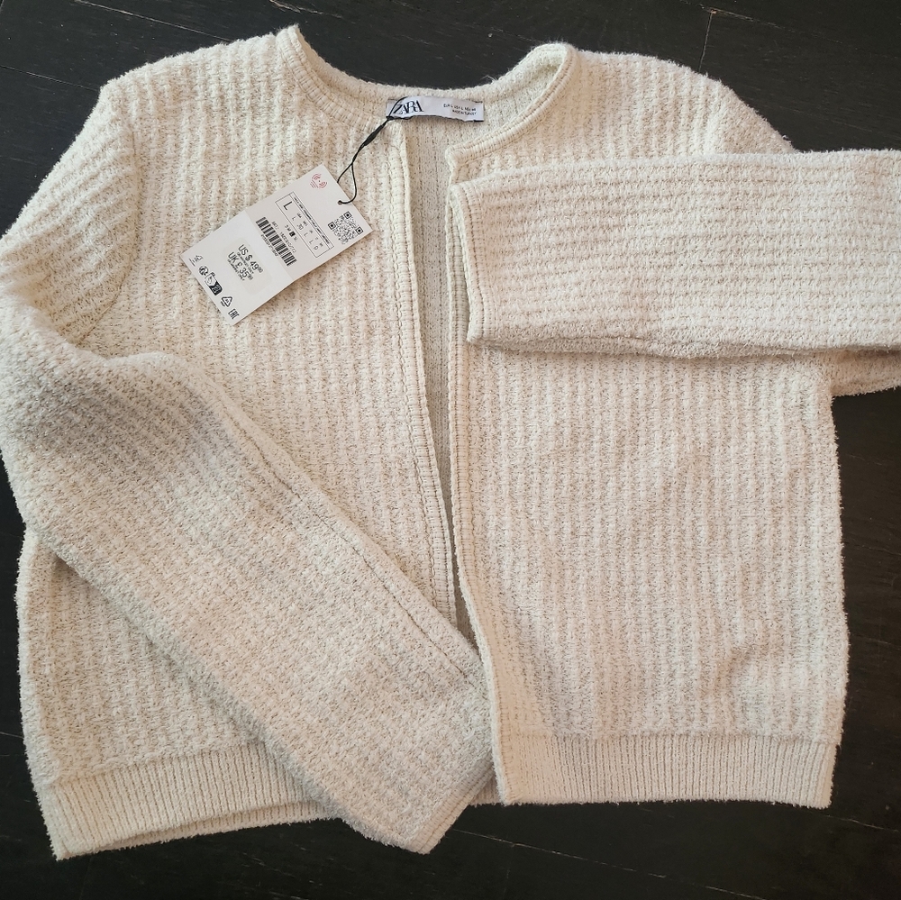 Zara Cream Cardigan Size Large NEW